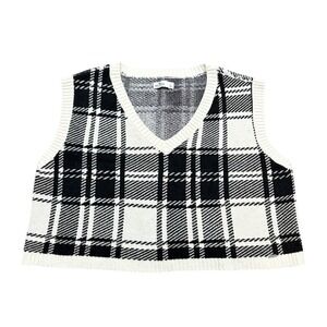 Hollister Cropped  V-neck Sweater Vest XL Oversized Preppy Academia Y2K